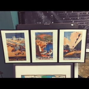 Three Framed Vintage Travel Prints